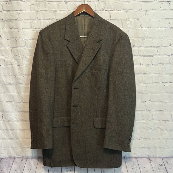 Vtg RBM Mens Size 42L Brown Lambswool Blazer Suit Jacket Sport Coat - Picture 2 of 12